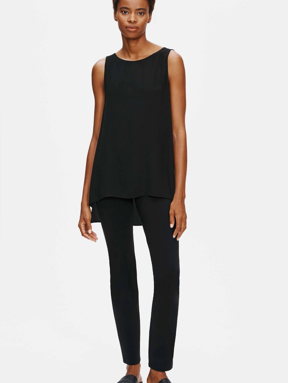 Eileen Fisher System Stretch Ponte Slim Pant Black High Rise Ankle Women Large